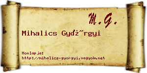 Mihalics Györgyi névjegykártya